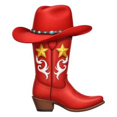small red cowboy boots with hat on top sticker