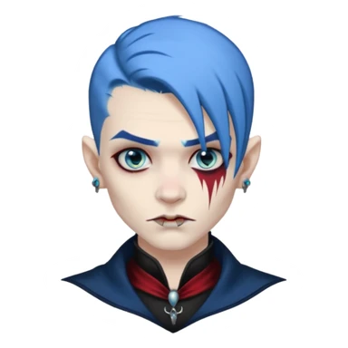 wampire with blue hair and face tattoed sticker