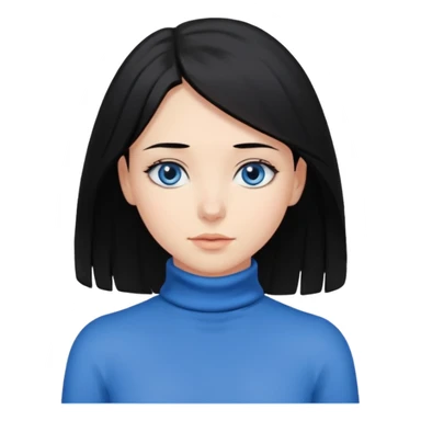 Girl with black hair thats about shoulder lenght with blue eyes covering their neck sticker
