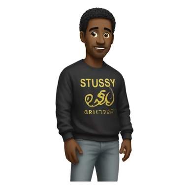 man wearing stussy shirt sticker