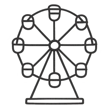 bold lines icon of a carnival wheel ride sticker