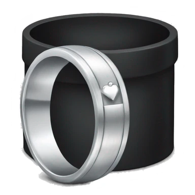 silver wedding band in a black ring box sticker