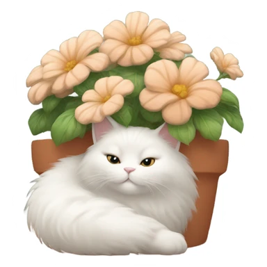 white cat in flower pot sticker