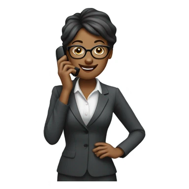 Pale businesswoman wearing glasses on a phone call talking animatedly  sticker