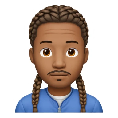 Hazme un emoji de un hombre negro con trenzas y una pequeña perilla sin bigote sticker