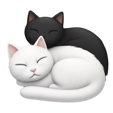 One black and one white cat sleeping and hugging each other sticker