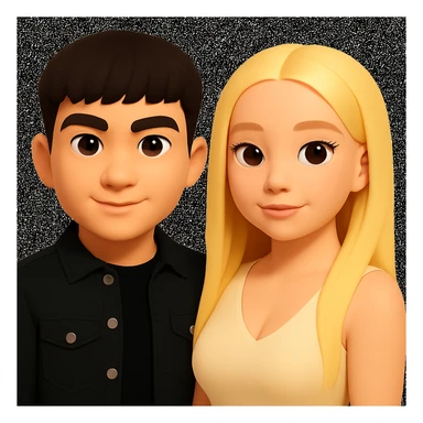 Slightly increase the volume of the upper body of the girl, slightly turn her to face forward, and make the skin color uniform. Maintain the cartoon style as in the reference image. sticker