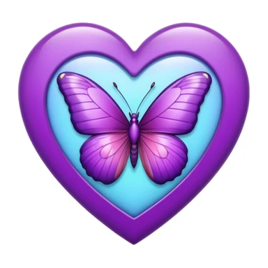 purple heart with a butterfly border sticker