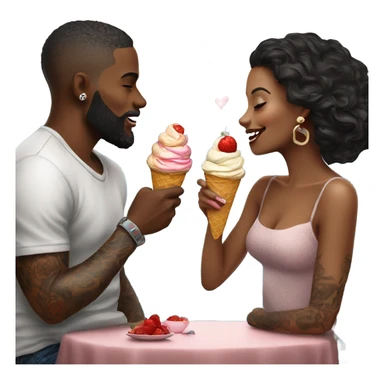 Romantic date for beautiful tattooed couple eating ice cream  sticker