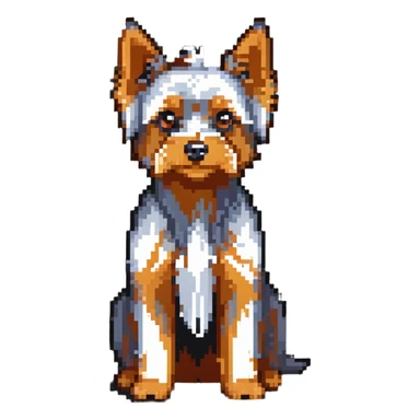 yorkshire terrier dog with small body, pointed ears, and silky fur sticker