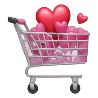 shopping cart with hearts inside sticker