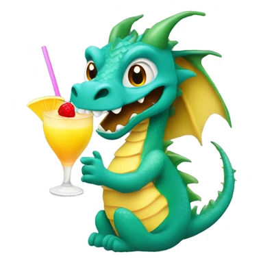 Dragon holding a pina colada sticker