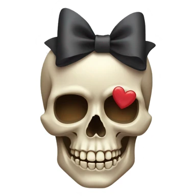 Skull with bow and hearts sticker