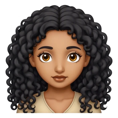 indian girl with black curly long hair sticker