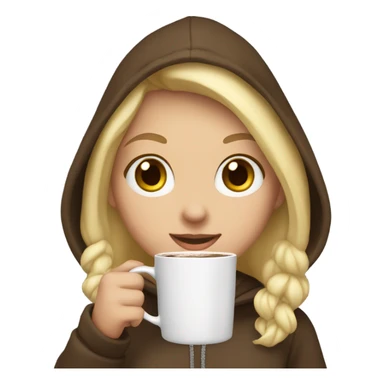 Blonde girl wearing a hoodie drinking hot chocolate  sticker