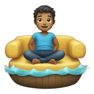 Boy seat in sea sticker