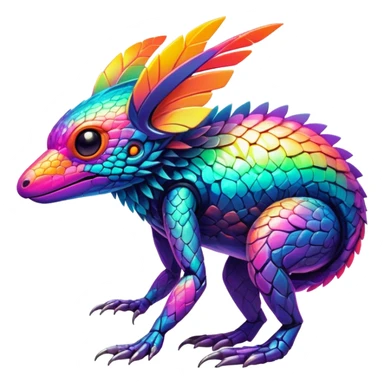 Tropical futuristic lush warm-colored modern colorful neon-colored Fakémon-Trico-creature sticker