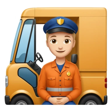 create a realistic emoji of a logistic worker parking and resting  sticker