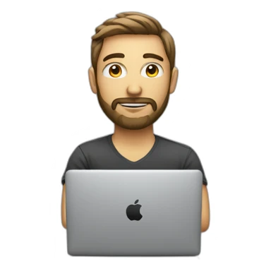 programmer with a little beard and work with MacBook sticker