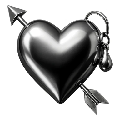 a heart with accessories, shiny and metallic, chrome style sticker