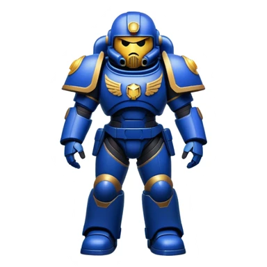 Clash of Clans aesthetic: Cinematic Playful Space Marine Hero Emoji, rendered in a 3D vector-style similar to standard emojis with minimal shading and bold, simplified shapes. A compact, heroic isometric figure clad in futuristic power armor with signature energy accents, softly glowing with a cosmic battle charm. Simplified yet unmistakably iconic, highly detailed and consistent, glowing with a soft radiant shine and high gloss. Stylized with a touch of interstellar valor and a soft glowing outline, capturing the essence of an elite space warrior with a friendly, playful manner! sticker