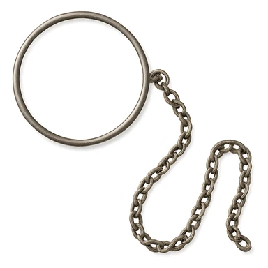 a monocle with a chain, vintage look, silver rim sticker