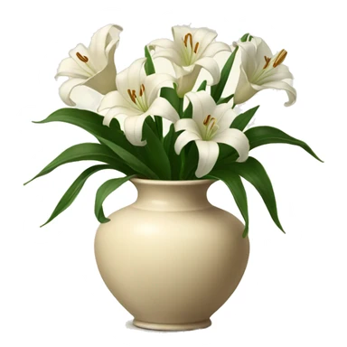 Vintage beige vase filled with white lilies sticker