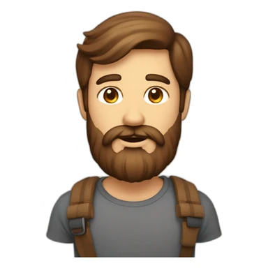 Homme avec barbe brune promenant son chien en laisse sticker