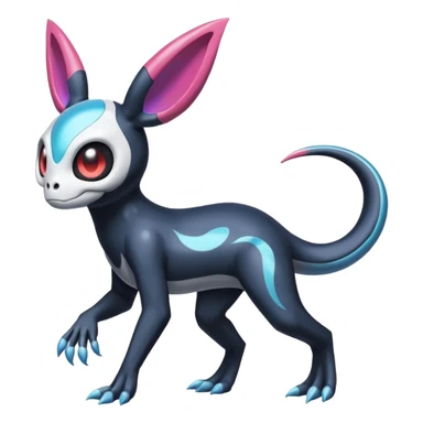 Shiny Duskull-Salandit-Sylveon-Fakémon-hybrid-creature (full body)  sticker