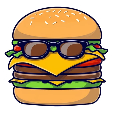 burger with glasses sticker