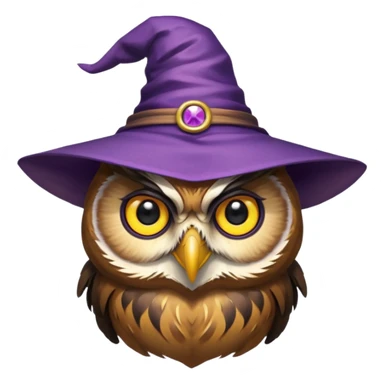 owl wear purple wicth hat sticker