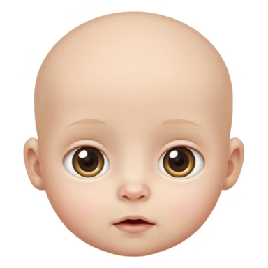 a baby with no nose and white skin sticker