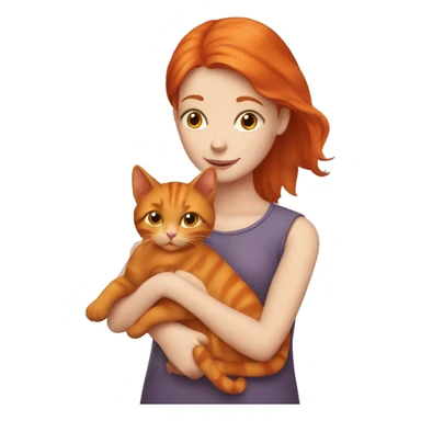 Redhead girl holding 2 orange cats sticker