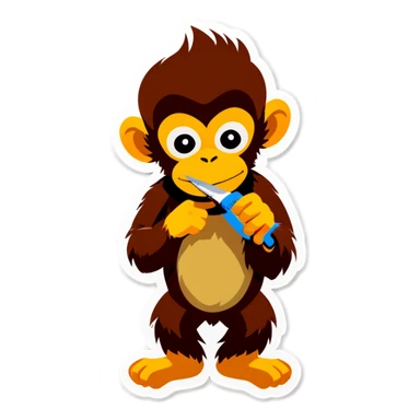 Monkey getting haircut sticker