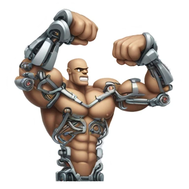 Flexing cyborg bicep and forearm with circuits and shocks sticker