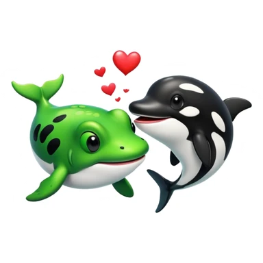 Frog and orca in love  sticker