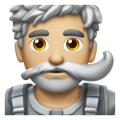 Vaca gris ojos  y boca blanca y grandes cuernos y torcidos  sticker