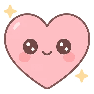 anime style heart, sparkling eyes, kawaii expression, pastel colors sticker