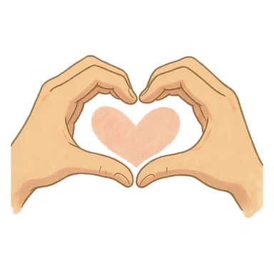 two hands forming a heart, soft colors sticker