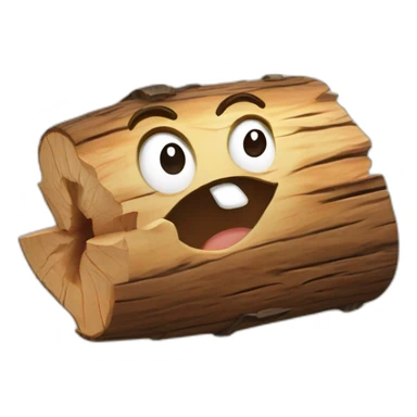 Chopped wood log with crying laughing face sticker