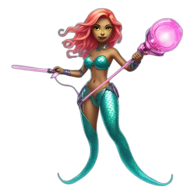 mermaid cyborg with a laser whip sticker