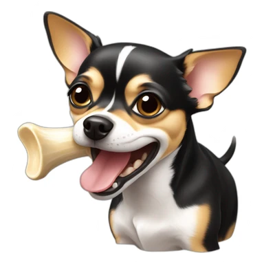 chihuahua biting a bone sticker