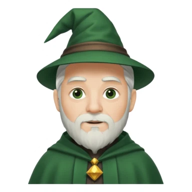 The Wizard from The Land of Oz with white hair and short beard, dark green outfit sticker