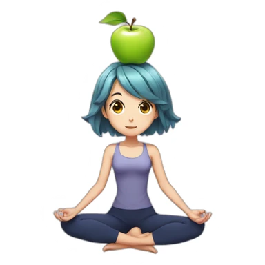 Anime girl with apple yoga sticker