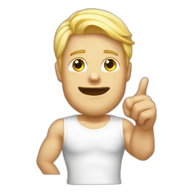 pointing finger upwards white blonde man tanktop sticker