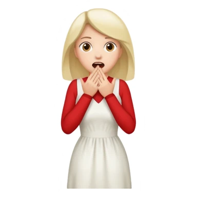 woman surprised with her hands over her mouth, full body sticker