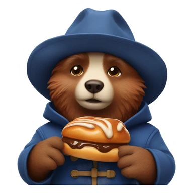 Paddington with a cinnamon bun sticker
