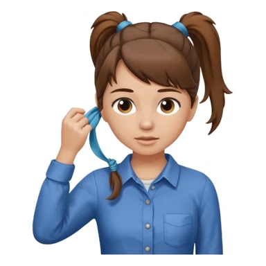 Normal skinned, tiny nosed, brown haired girl with Tying a ponytail sticker