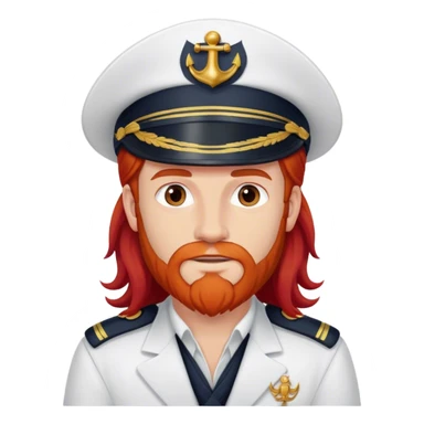 a male boat captain with long red hair no beard  sticker