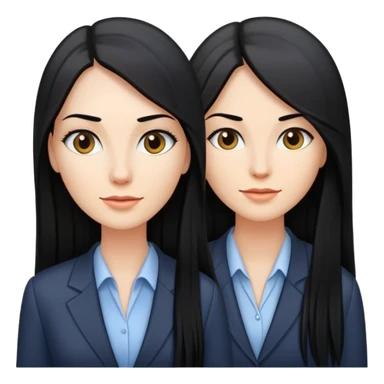 business woman long straight caucasian long black hair sticker